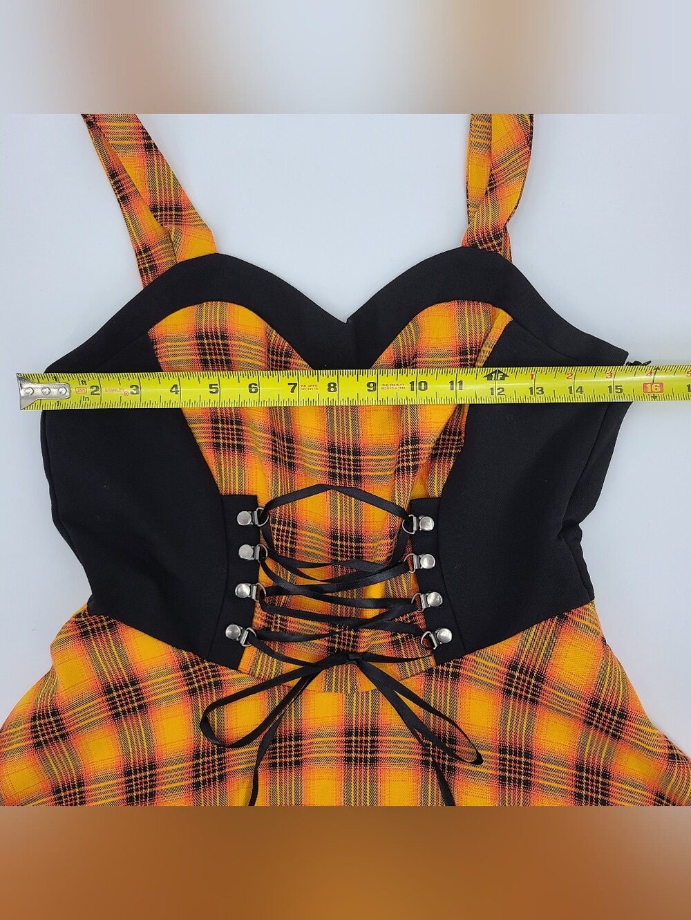 Unique Vintage's Orchid Bloom Plaid Corset Bodice Dress Size 6 - Picture 9 of 14